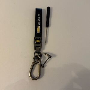Chevrolet Key Fob Keychain in Black Leather with Logo NWT